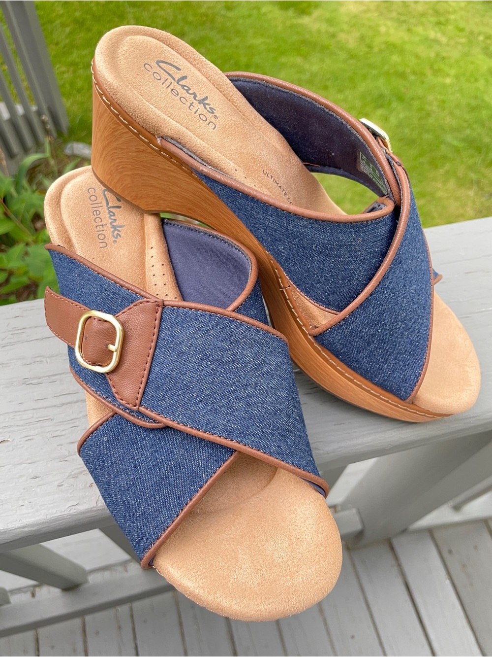 Clarks Seannah Nora Wedge Block Heel Sandals